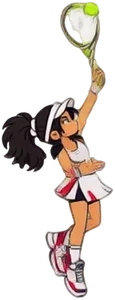Alex at the top of her serve